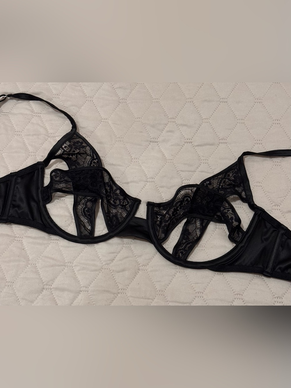 For Love & Lemons black lace bralette with floral design